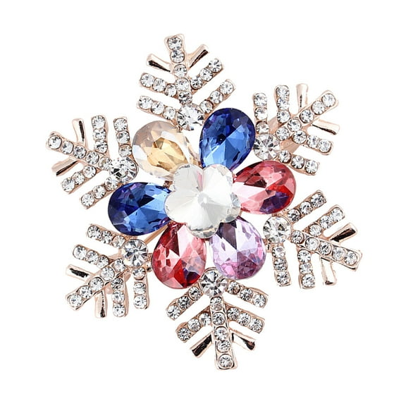 ELAYARD Christmas Snowflake Brooch Pin with Rhinestones Assorted Colors for Fashion and Formal Attire