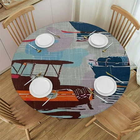 

BCIIG Boats Annabel Kidston Maximalism Round Table Cover Stain Resistant Washable Indoor Outdoor Tablecloth Kitchen Dining Wedding Parties Picnic Camping 100% Polyester Fiber 46-50