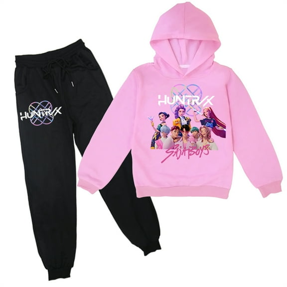 KPop Pullover Sweatshirt Hooded and Sweatpants 2 Piece Long Sleeve Hoodies Graphic Sweatsuit for Teen