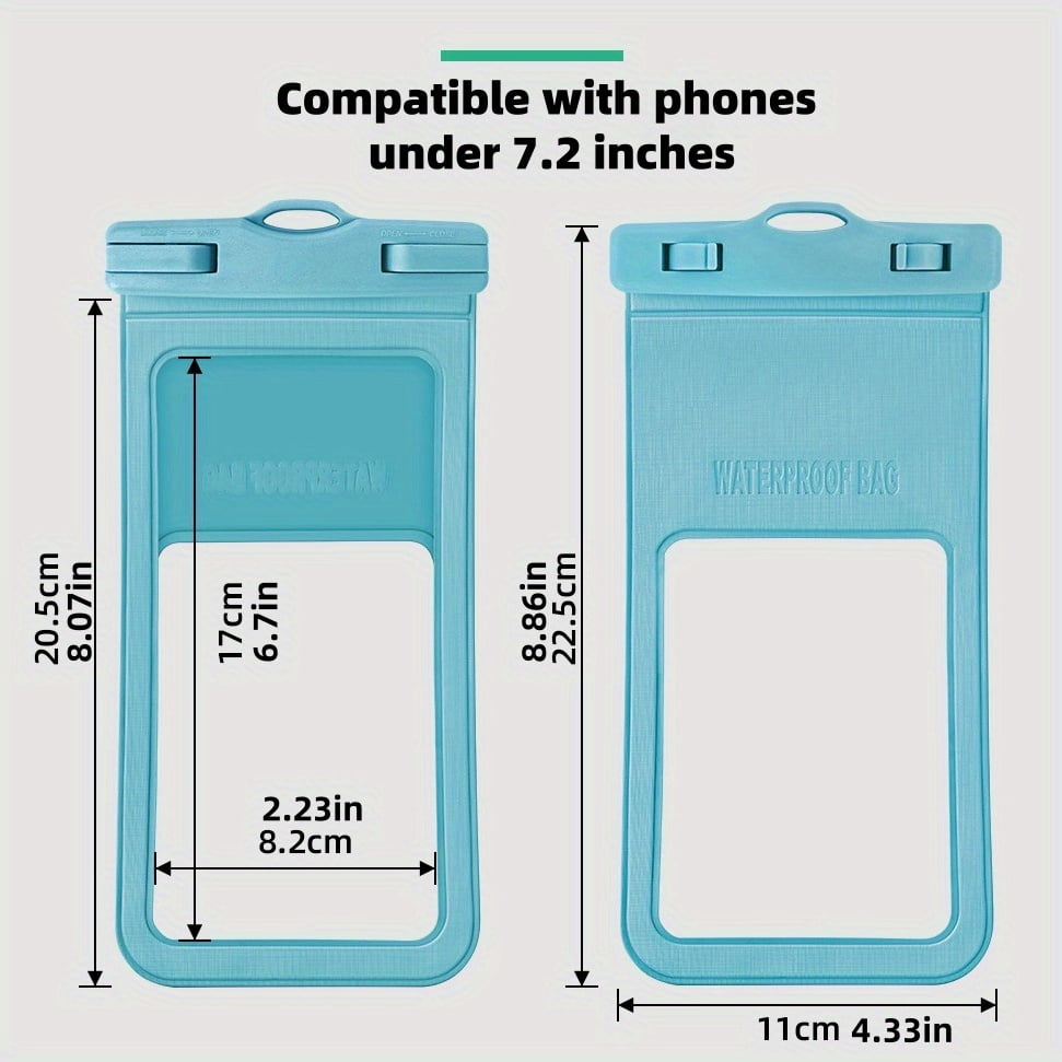 2pcs Bag | Phone Pouch | Dry Bag | Compatible with Most Phones Up to 7.2In | Responsive Touch Screen - Ideal for Beach, Swimming, And Outdoor Adventures, Perfect Gift for Friends & Family