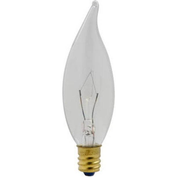 70872 2 Pack, 15 Watts Clear Decorative Chandelier Bent Tip Light Bulb