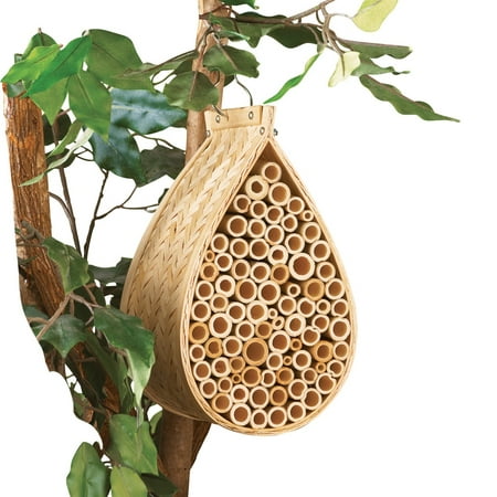 Hanging Bamboo Mason Bee Hive House, Beige (World Best Bee Hive)