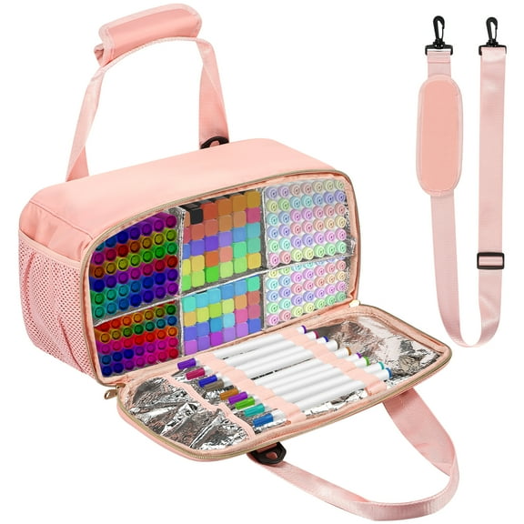 Marker Organizer Case Large Capacity Art Supply Storage Bag with Detachable Dividers Portable Marker Holder Bag for Outdoor Painting Craft Supplies