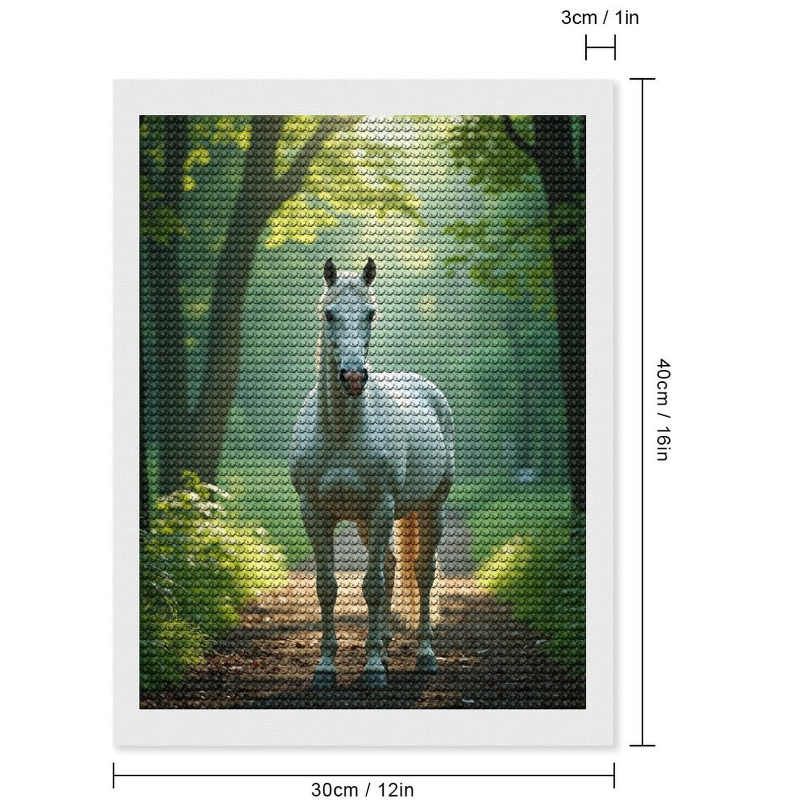 Diamond Art Kits for Adults, Majestic White Horse In Forest 5D Diamond Painting Kits for Adults Beginners, DIY Full Drill Diamond Painting, Gem Art and Crafts 12x16