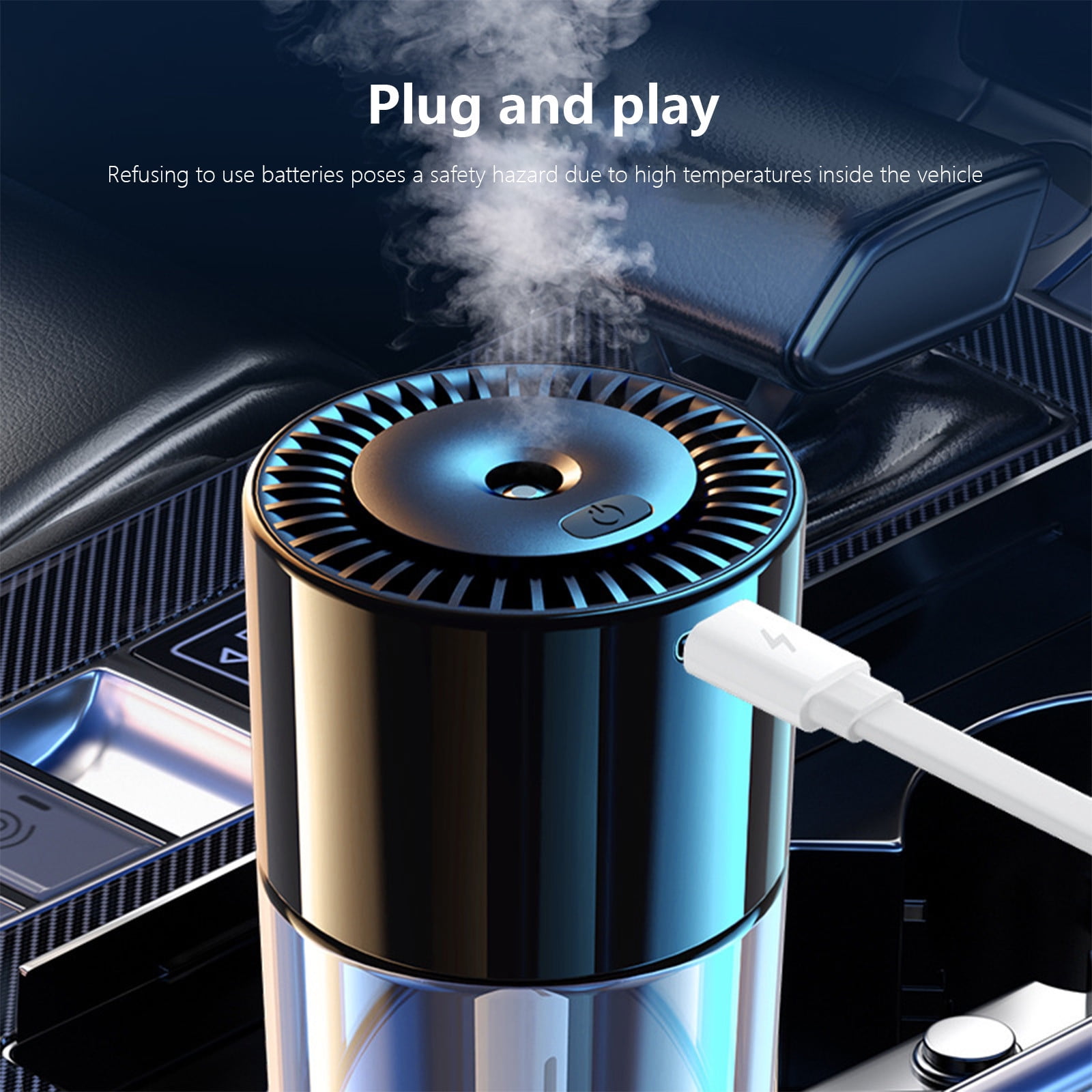 COM1950s Portable Car Air Purifier, Usb Aroma Diffuser for Vehicle Odor Remover, Compact Travel Air Purifier for Car Home Office