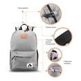 thumbnail image 3 of Mochila Escolar Impermeable Idea Nuova con Puerto USB Color Gris, 3 of 4