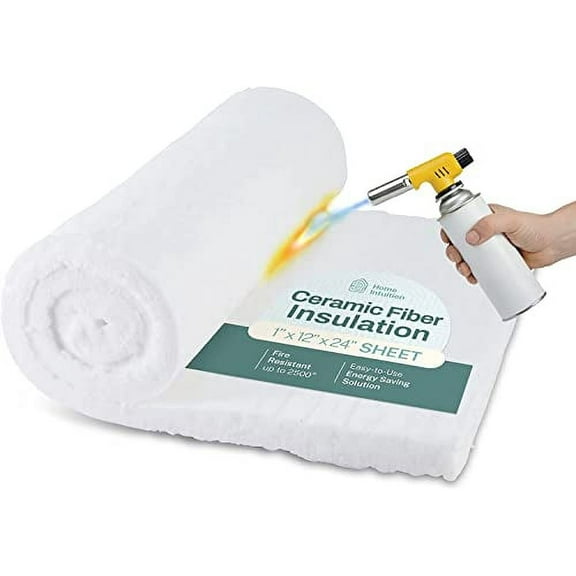 Home Intuition Ceramic Fiber Insulation Blanket Sheet 12"x24", Fire Rated up to 2500F - High Temperature Fireproof for Oven, Fireplace, Furnace, Gas Forge, Boiler, Pipe, & Dishwasher
