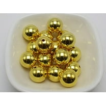 U8MO 50 Golden Tone Metallic Acrylic Smooth Round Beads 14mm Spacer Beads