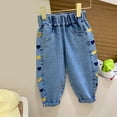 thumbnail image 2 of Gubotare Jeans for Girls High Waisted Girls Jeans Denim Elastic High Waisted Wide Leg Baggy Cargo Pants with Pockets Girl's Distressed Jeans Size 7-8 (Yellow,7-8 Years), 2 of 6