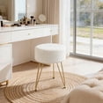 thumbnail image 2 of Gianna Round Ottoman, Makeup Cute Soft Small Footstool, Modern Style Faux Fur Seat with 3 Metal Legs for Dressing, Living Room Bedroom Dorm, Beige, 2 of 7