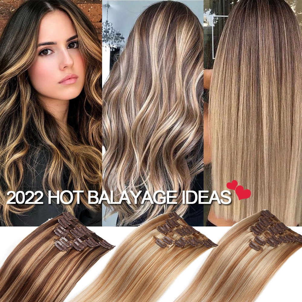 SEGO Human Hair Clip In 100% Remy Human Hair Extensions 8PCS 18 Clips Virgin Human Hair Natural Smooth Full Head
