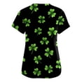 thumbnail image 2 of Under Scrub Tops for Women Irish Shamrock Printed V-Neck Breathable T-Shirts Short Sleeve Professionals Soft Stretch St. Patrick's Day Workwear Shirt with Pockets fluorescent green 3X-Large, 2 of 3