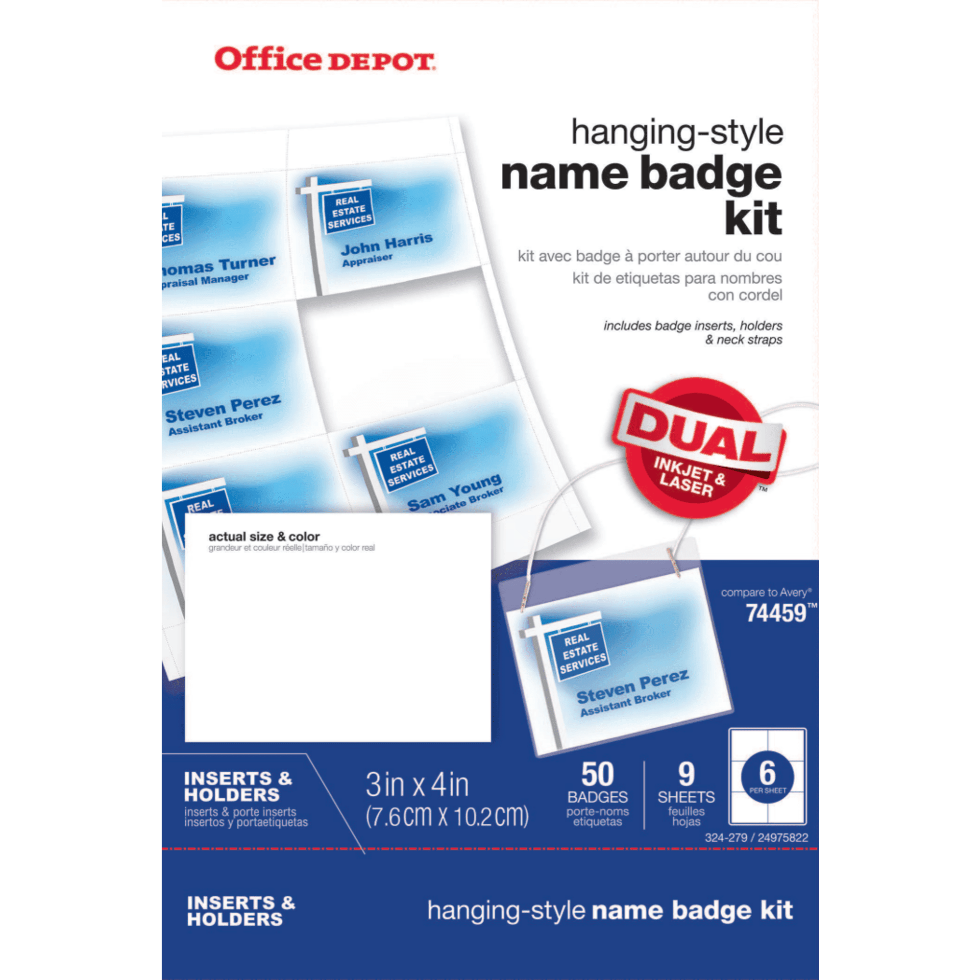 Office Depot® Brand Name Badge Kit, Pack Of 50 