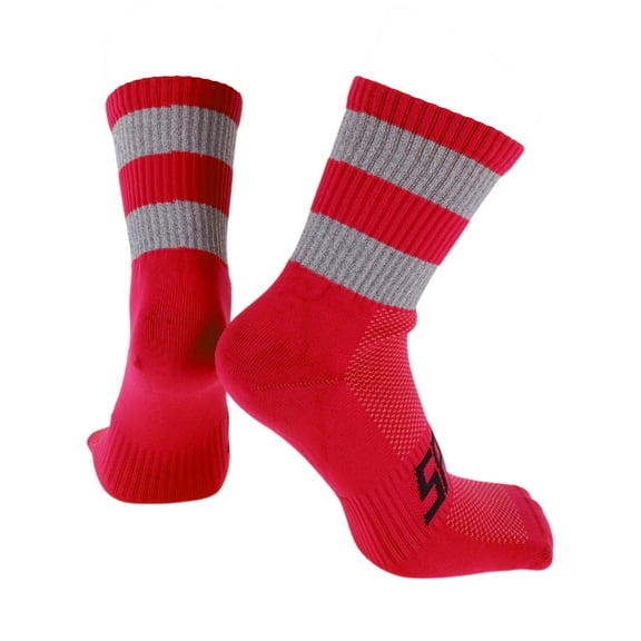 Cycling Socks Anti-friction l Outdoor Bike Socks Red,Grey Unsex 1 Pair Color Matching Reflective