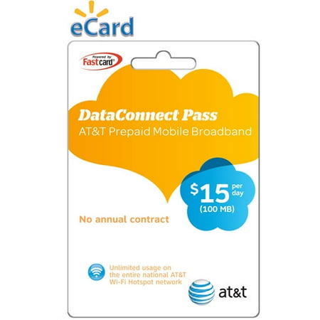 (Email Delivery) AT&T Prepaid Mobile Broadband Data Connect Pass, $15 per day, 100MB