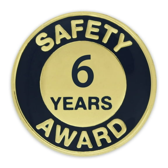 Gold and Navy 6 Year Safety Award Enamel Lapel Pin