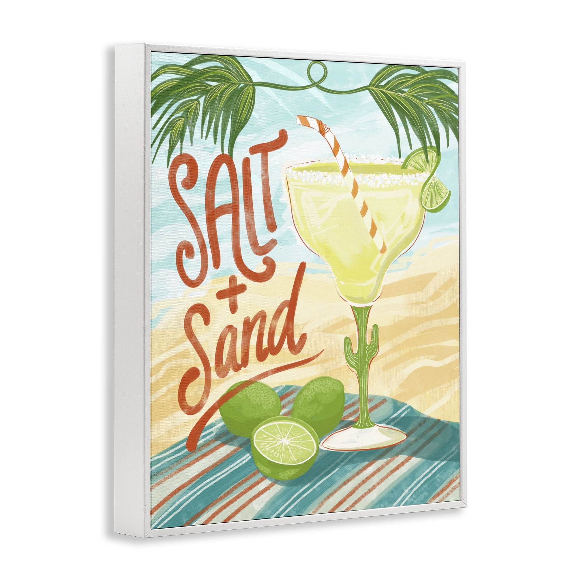 Stupell Industries Salt & Sand Margarita White Framed Giclee Art, design by Connie Summers