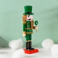 thumbnail image 5 of Figurita de madera de pie, marioneta de Cascanueces, adornos tradicionales del Día de San Patricio, decoración artística para el hogar para estantería de escritorio, 25CM, 5 of 5