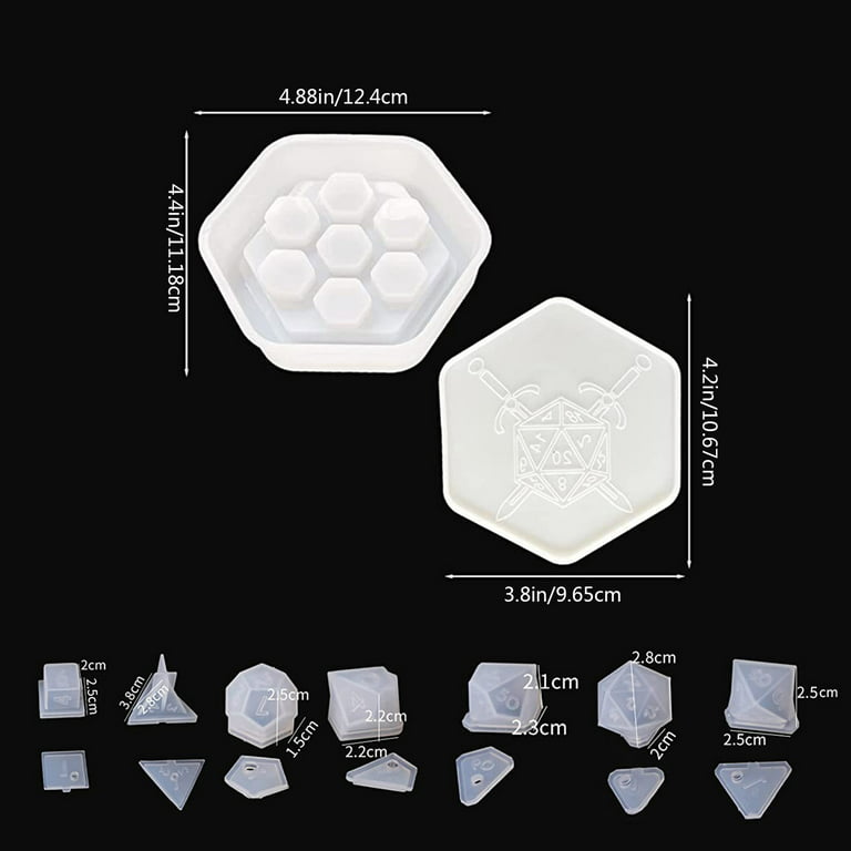 7 Shapes Dice Molds for Resin, with Silicone Hexagon Dice Box Mold  Polyhedral Dice Mold Dice Making Mold for Epoxy Resin Casting Table Board  Game
