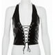 thumbnail image 4 of Zhuge Top tipo bustier de cuero sintético con tirantes finos ajustables para mujer, 4 of 5