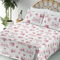 thumbnail image 3 of Ambesonne Magnolia Fitted & Flat Sheet with Sham 3 Pcs Set, Modern Flowers Simple Art, Twin XL, Magenta Pale Pink White, 3 of 5