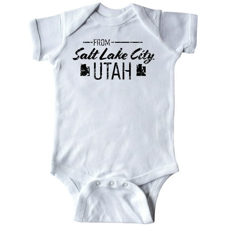 

Inktastic From Salt Lake City Utah in Black Distressed Text Gift Baby Boy or Baby Girl Bodysuit