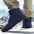 thumbnail image 6 of Mens Barefoot Snow Boots Winter Warm Fur Lined Hiking Boots Minimalist Waterproof Non-slip Cotton Shoes Blue 11 US, 6 of 7