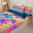 thumbnail image 3 of Castle Fairy Bright Cartoon Sunset Dolphin Zipper Twin Comforter Sets with Fitted Sheet and 2 Pillowcases,Palm Tropical Fish Coastal Scene Zipper Bedding Set,Orange Cyan,Reversible,4-Piece, 3 of 6
