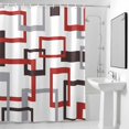 thumbnail image 4 of Mid Century Abstract Red Fabric Shower Curtain Geometric Modern Washable Shower Curtains for Bathroom, Waterproof Bath Curtain with Hooks Home Decor 36x72in, 4 of 8