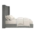 thumbnail image 3 of Wolo Full Bed-Gray Fur Chenille Ribbed Upholstery-Wing Headboard, 3 of 6