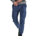 thumbnail image 4 of Herrnalise Men's Joggers Cargo Pants Fashion Casual Pure Color Outdoors Pocket Casual Pants Sweatpants Ripped Denim Pants for Men For Blue,L, 4 of 7