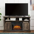 thumbnail image 5 of CASEMIOL 58" Fireplace TV Stand for TVs up to 65", Media Entertainment Center Console with 23" Electric Fireplace, 2 Sliding Door, Large Storage Cabinet for Living Room, Antique Brown, 5 of 8