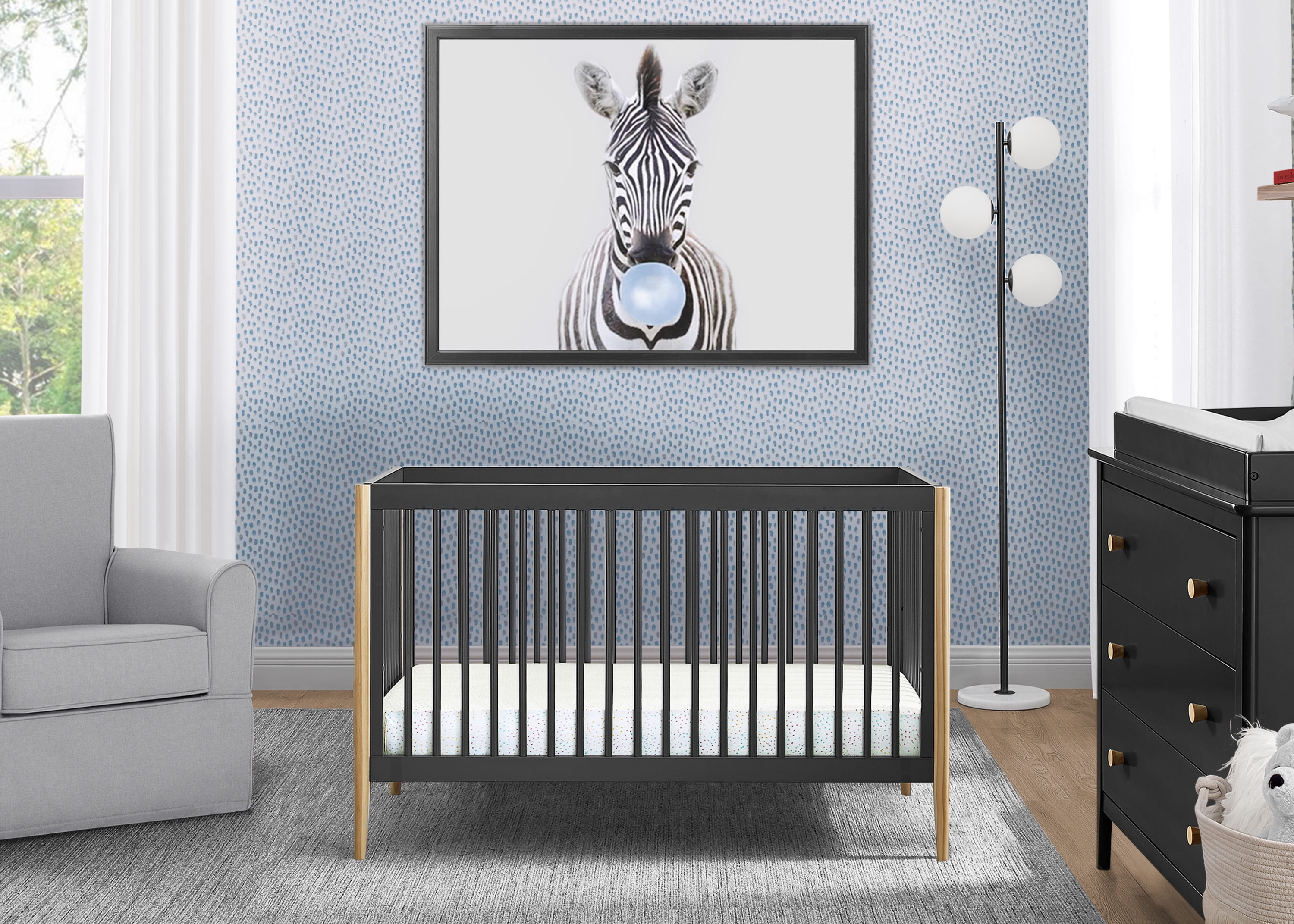 Delta Children Casey 6-in-1 Convertible Baby Crib, Charcoal Grey