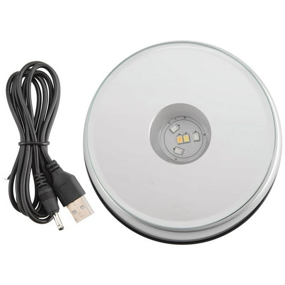 Display Turntable Base for Crystals Glass Art,LED Colored Rotating Crystal Stand with USB Cable