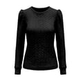 thumbnail image 3 of Oversized Sweatshirt for Women Puff Sleeve Twist Texture Knit Tops Winter Clothes Long Sleeve Tunic Tops Plain Travel Casual Cozy Basic Tees Going Out Baggy Hoodie Y2K Workout Crew Neck Sweatshirts, 3 of 4