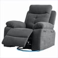 thumbnail image 2 of Recliners Power Glider Chair with Bluetooth Speaker, 270° Swivel, LED Lights, USB/Type-C | Dark Grey Linen, 2 of 26