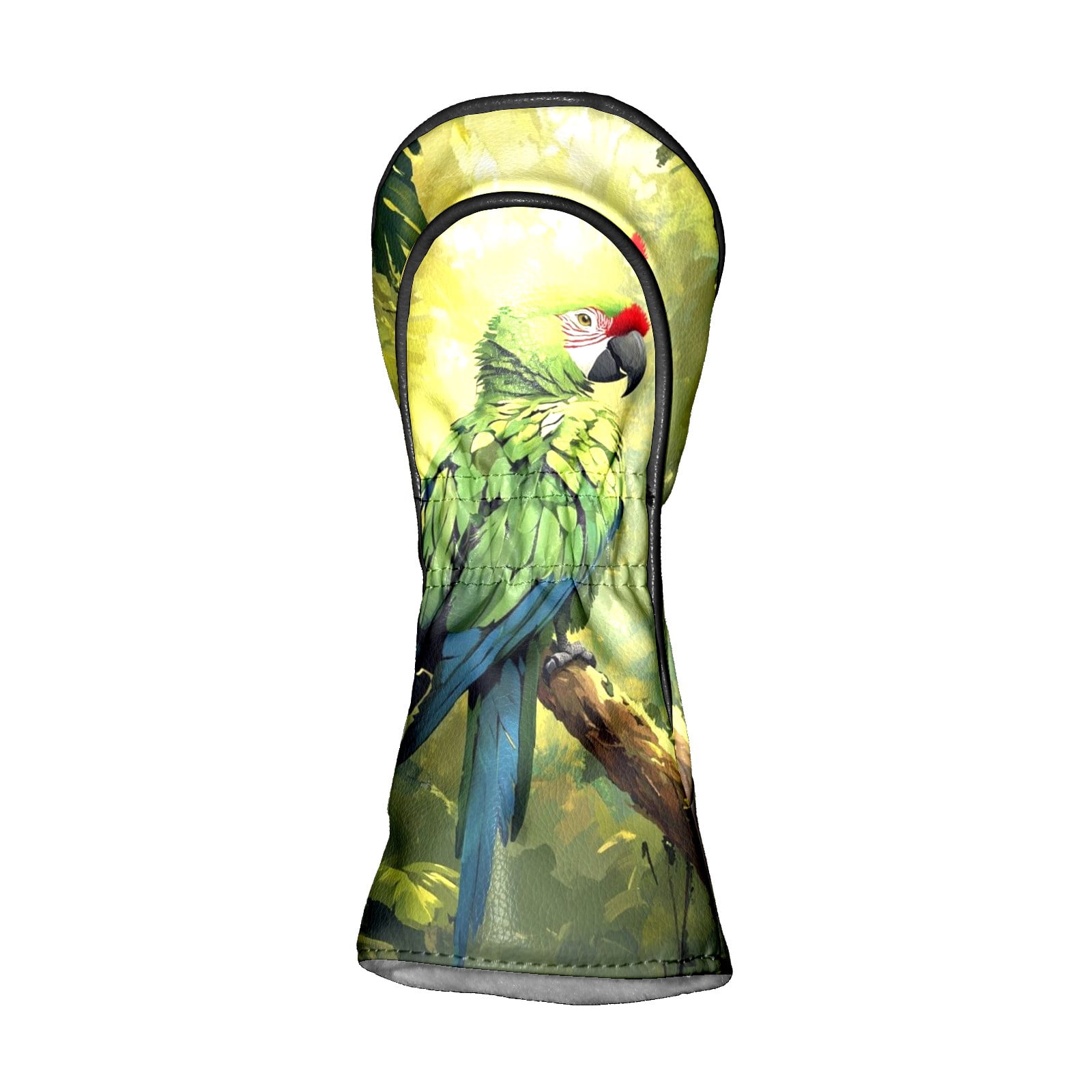 Golf Club Covers PU Leather Waterproof Head Covers for Fairway Woods Hybrids Green Parrot Unisex Fits Most Brands