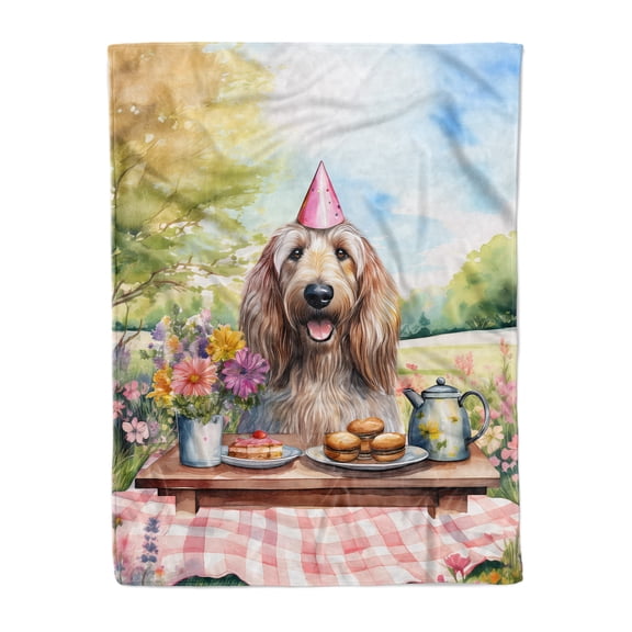 Happy Mother's Day Afghan Hound with Sweets and Flowers at a Picnic Cozy Fleece Blanket Dog Lover Warm Soft Throw Blanket - 13005