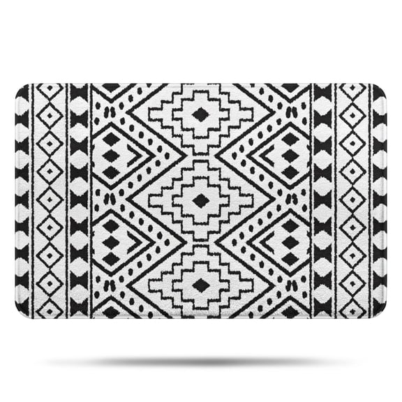 Black Geometric Diamond Pattern Bathroom Rugs Mat,Non Slip Microfiber Bathroom Rug,Rubber Backing,Soft Bathroom Mats for Bathroom Floor,Tub and Shower,17x27in(43x68cm)