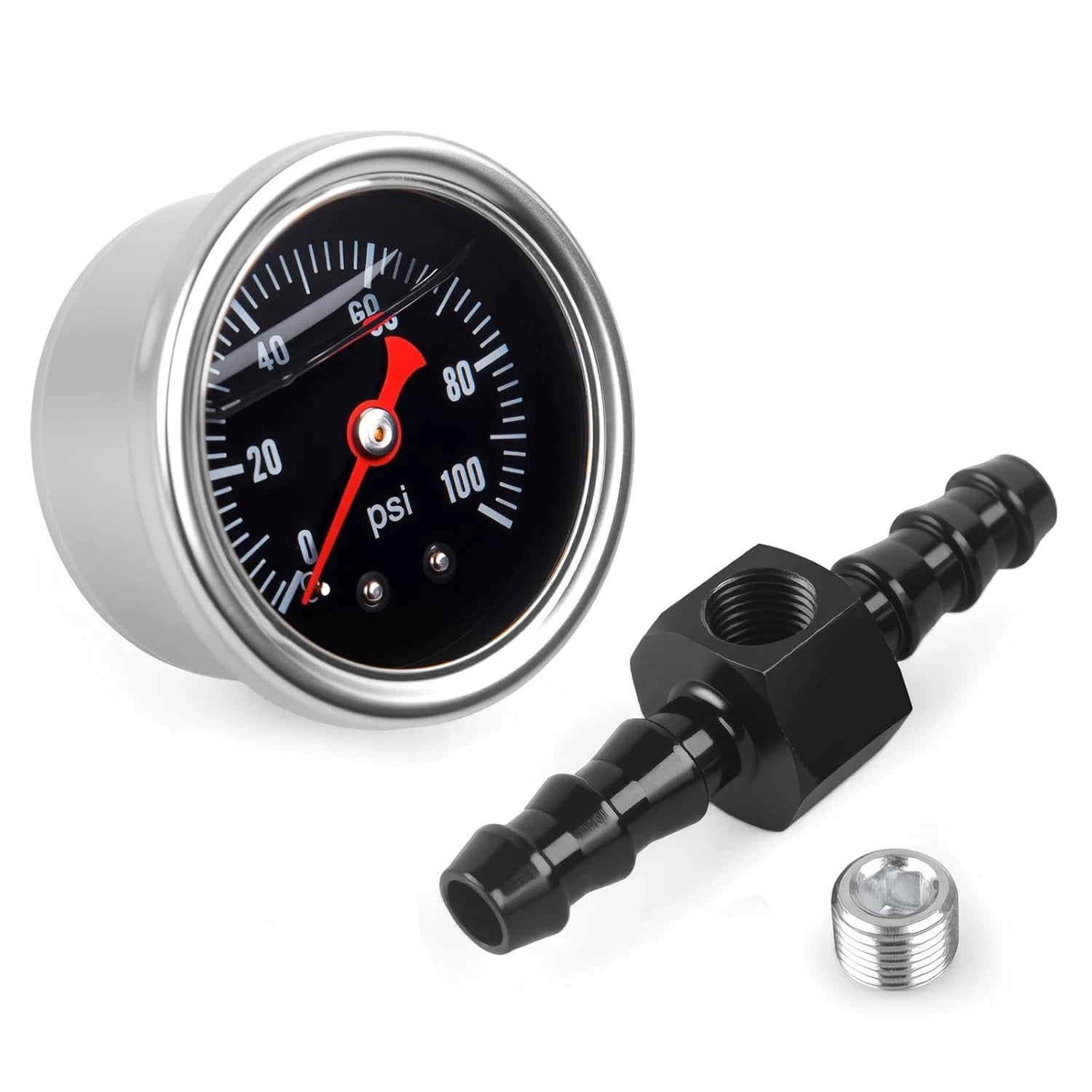 Universal 0-100Psi Fuel Pressure Gauge 1/8" NPT Oil Press Gauge with 5/16" Barb