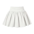 thumbnail image 3 of lnmuld Solid Ribbed Elastic Waist Gathered Swing Mini Skort Preppy Back to School Mix Match Outfit for Girls White,7-8 Years, 3 of 6