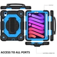 thumbnail image 3 of for iPad Mini 7th Gen 8.3" 2024 Case, Military Grade Heavy Duty Silicone Protection Cover with Pencil Holder + 360 Rotating Stand + Handle Rugged Cover for iPad Mini 6th Gen 8.3" 2021, Black+blue, 3 of 6