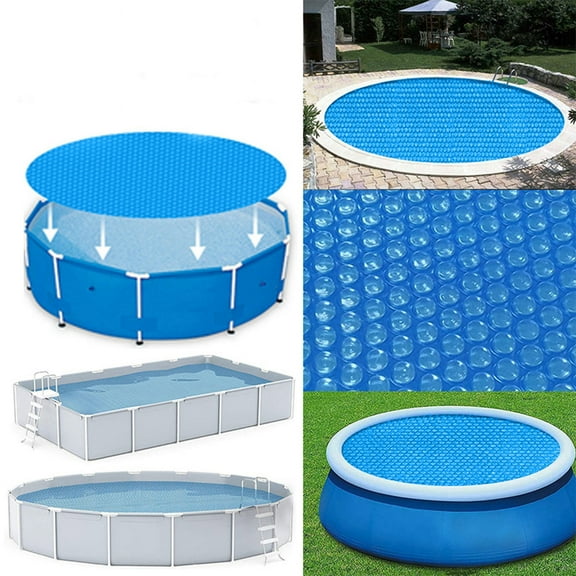 2025 Swimming pool Cover Fabric,PE Bubble Cover,Outdoor Swimming Pool Insulation Film,Dust-Proof and Heat-Insulating Cover,Solar Pool Cover 118IN Round Solar Blanket for Above Ground Inground Pools