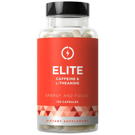 Elite Caffeine with L-Theanine - Jitter-Free Focused Energy Pills - Natural Nootropic Stack for Smart Cognitive Performance - 120 Soft