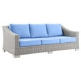 thumbnail image 3 of Modway Conway 4-Piece Outdoor Patio Wicker Rattan Furniture Set in Light Gray Light Blue, 3 of 10
