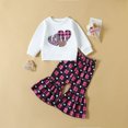 thumbnail image 2 of Sudadera Para Niños Pequeños Moda Para Niñas Lindas Manga Larga Corazón Dulce Estampado De Letras Volantes Pantalones Acampanados Traje Blanco Odeerbi LM103-9463, 2 of 9