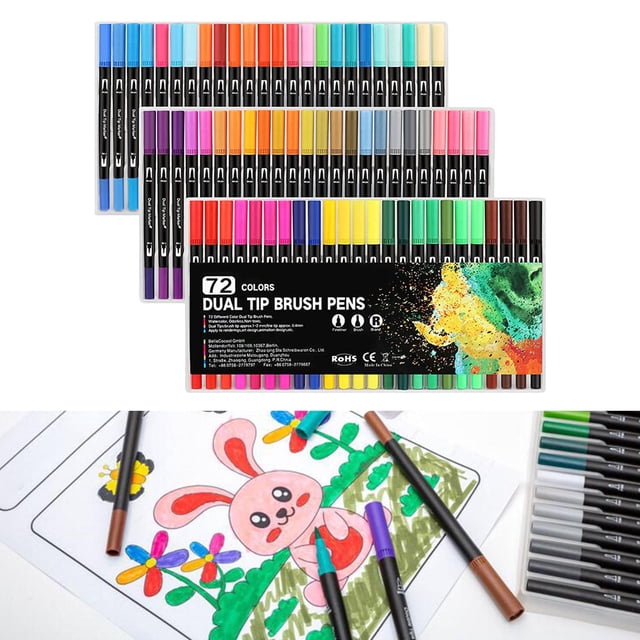 Rotuladores de doble punta Baoblaze 72 colores para pintura suave duradero