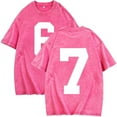 thumbnail image 2 of PiGOGI Men's Vintage Washed T-Shirt Short Sleeve Round Neck Distressed Casual Beach Summer Top Pink 5XL, 2 of 5