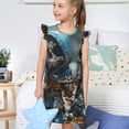 thumbnail image 4 of Balery Cute Skeletons Figurines Pattern Princess Nightgown for Girls Flutter Sleeve Cotton Pajamas Dress,Soft & Cute Pajamas for Kids-Small, 4 of 6