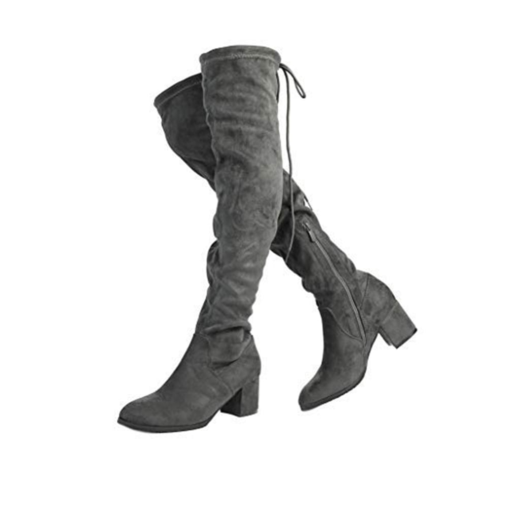 DREAM PAIRS Women's Ladies Thigh High Boots Over The Knee Block Mid